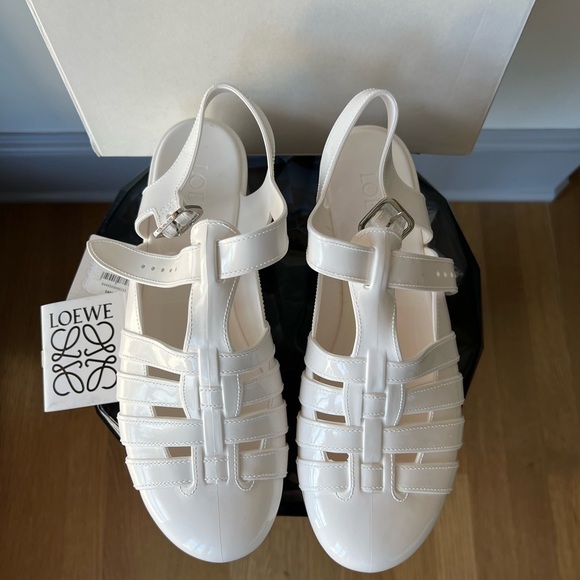 LOEWE Rubber Wedge Platform Fisherman Sandals: optic white - Picture 9 of 13